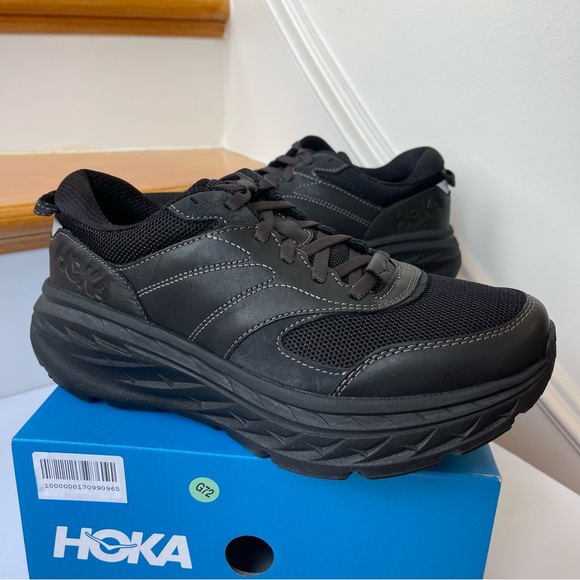 NWT Hoka Bondi L Leather U Unisex , Hoka One One All Black Cushioned Shoes  BRVN - Picture 8 of 16